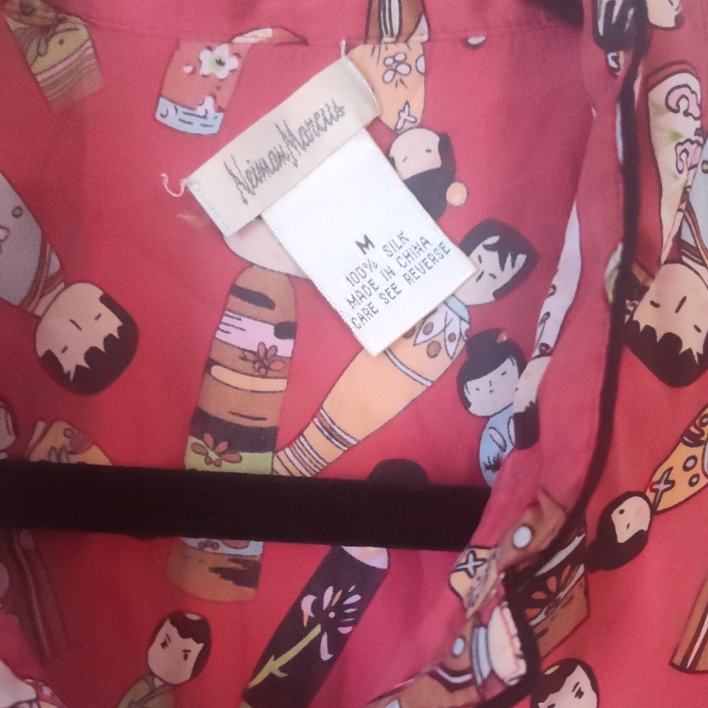 Neiman Marcus Red Patterned Blouse - image 2